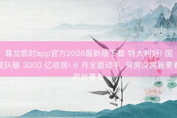 尊龙凯时app官方2026最新版下载 特大利好! 国度队砸 3000 亿收房! 6 月全面动手， 有房没房皆要看