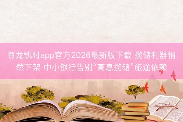 尊龙凯时app官方2026最新版下载 揽储利器悄然下架 中小银行告别“高息揽储”旅途依赖