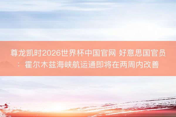 尊龙凯时2026世界杯中国官网 好意思国官员：霍尔木兹海峡航运通即将在两周内改善