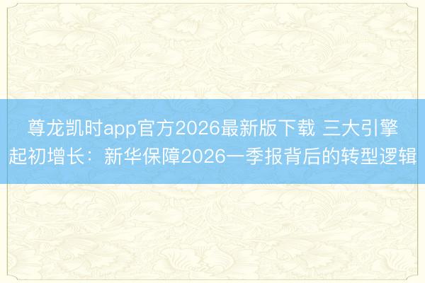 尊龙凯时app官方2026最新版下载 三大引擎起初增长:新华保障2026一季报背后的转型逻辑