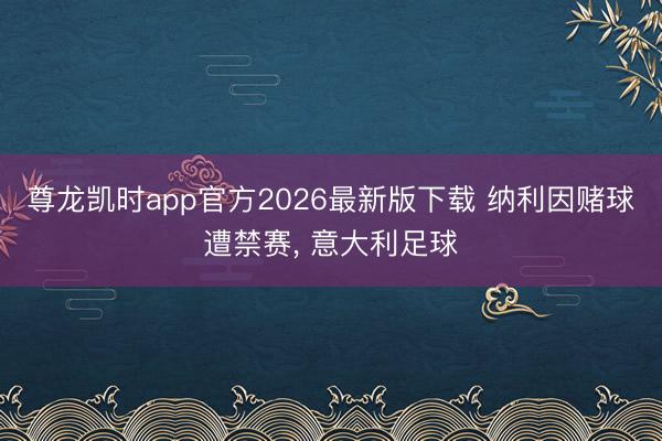 尊龙凯时app官方2026最新版下载 纳利因赌球遭禁赛， 意大利足球