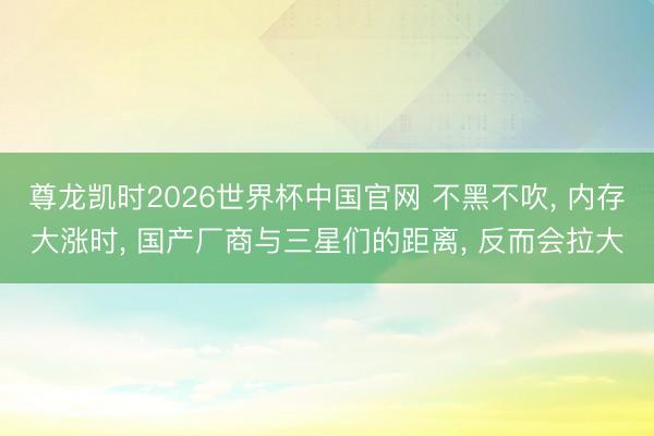 尊龙凯时2026世界杯中国官网 不黑不吹， 内存大涨时， 国产厂商与三星们的距离， 反而会拉大